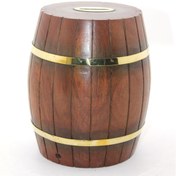 Resim Pirinç Ahşap Fıçı Kumbara 18 Cm 