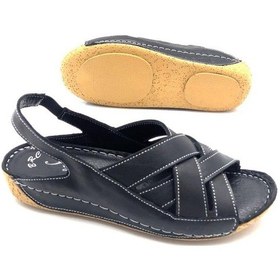 Resim Derilax İlgen Hakiki Deri Ortopedik Kadın Siyah Renk Bayan Sandalet Siyah 