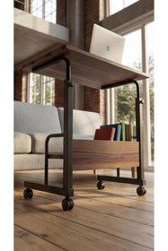 Resim DEHALİMİTED 60x40 Raflı Yükseklik Ayarlı Frenli Tekerlekli Laptop Sehpası Çalışma Masası 