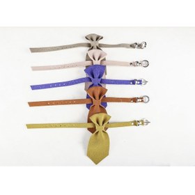 Resim Özel Deriden Kravat Model 1 CM Metal Tokali Kedi Tasması-Sarı 