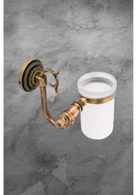 Resim Prinç Kuğu Cam Diş Fırçalık Antik Kaplama Lüx Banyo Fırçalığı Paslanmaz Tutucu Antik Sarı 