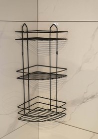 Resim Alper Banyo Paslanmaz Siyah Aksesuar Seti,3lü Banyo Köşeliği Ek03,kare Havululuk,kapaklı Kağıtlık,bornozluk 