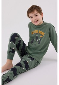 Resim Rolypoly Erkek Çocuk Yeşil Pijama Takımı Rp3657-c-v2 