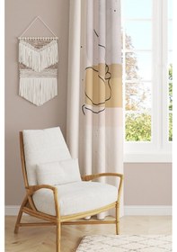 Resim One Line Serisi Desenli Süet Oturma Odası Salon Fon Perde Baskılı Ekstrafor Büzgü Tek Kanat Prd-1047 Çok Renkli 