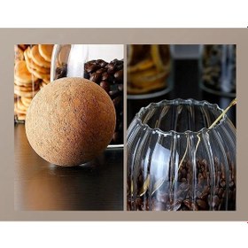 Resim Qerhome Mantar Kapaklı Çizgili Cam Kavanoz Ve Baharatlık Seti 500 Ml 1 Adet Şeffaf 