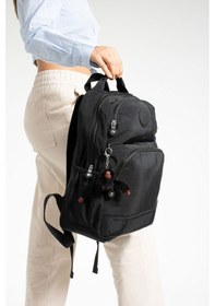 Resim Ss 3005 Unisex Suya Dayanıklı Kumaş Laptop Bölmeli 3 Gözlü Siyah Renkli Okul Seyahat Sırt Çantası 