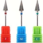 Resim 3 adet/set Tungsten Karbür Üçgen Tırnak Matkap Ucu, Yüksek Sertlik, F/M/C Seçenekleri, Tırnak Sanatı Ön İşlem Taşlama Aleti, Oje, Jel, Akrilik Çıkarmak İçin, Tırnak Matkap Makinesi Gerektirir, Ev Manikürü ve Salon İçin Uygundur 