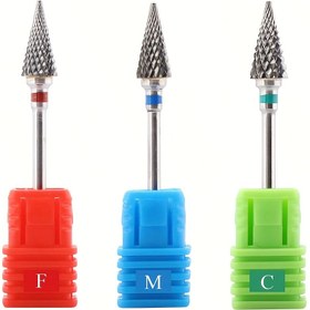 Resim 3 adet/set Tungsten Karbür Üçgen Tırnak Matkap Ucu, Yüksek Sertlik, F/M/C Seçenekleri, Tırnak Sanatı Ön İşlem Taşlama Aleti, Oje, Jel, Akrilik Çıkarmak İçin, Tırnak Matkap Makinesi Gerektirir, Ev Manikürü ve Salon İçin Uygundur 