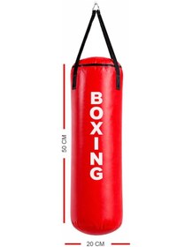 Resim 53 Cm x 20 Cm Çocuk Kırmızı Boks Torbası + Barfiks Asma Demiri Kırmızı 