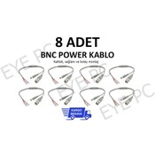 Resim 8 Adet Hazır Kablolu Bnc + Dc Power Jak Konnektör Cctv Kablo 