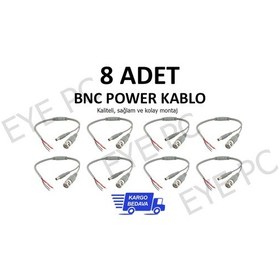 Resim 8 Adet Hazır Kablolu Bnc + Dc Power Jak Konnektör Cctv Kablo 