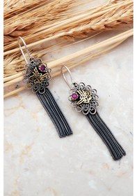 Resim Osmanlı Tuğralı Telkari Elişi Püsküllü Gümüş Küpe 5586 