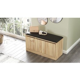 Resim Elna Puflu Ayakkabılık 3 Kapaklı Dolap 90cm Keçe Eln2-ke Kahverengi 