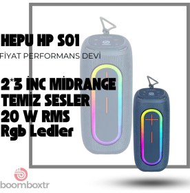 Resim Hepu HP-S01 Taşınabilir Şarjlı Bluetooth Hoparlör 3000 Mah Rgb Aux.usb.tf 20W Rms Tws Type-C Şarj 