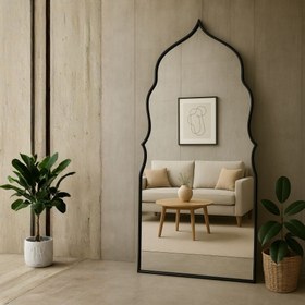 Resim Marakeş Dekoratif Boy Aynası - 154 x 89 Cm / Krom / Gün Işığı LED 