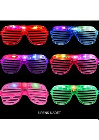 Resim Işıklı Panjur Şeritli Led Parti Gözlüğü 6 Renk 6 Lı Set Tüm Yaşlar 