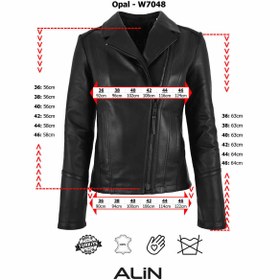 Resim ALİN Opal Hakiki Deri Ceket Siyah Kadın - Beden Ölçülerini Görselden İnceleyebilirsiniz 