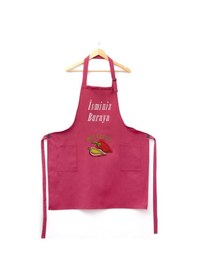 Resim Mutfak Önlüğü Kişiye Ve İsme Özel Nakışlı Mutfak Önlüğü Biber02 Farklı Renkler Bordo 