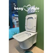 Resim Turkuaz Cerastyle Ibiza Rimless Asma Klozet Yavas Kapak 