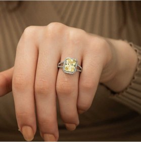 Resim Gümüş Baget Kare Bayan Yüzük - 556659676 