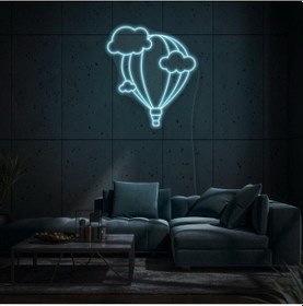 Resim Uçan Balon Şekilli Neon Tabela Turkuaz 