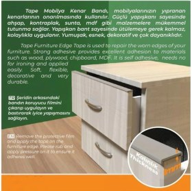 Resim Geseus Kendinden Yapışkanlı Masa,raf,dolap,tezgah,mobilya Kenar Bandı 18MMX5 Metre-Gri 