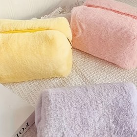 Resim Velur Makyaj Çantası, Büyük Kapasite, Taşınabilir Polyester Kozmetik Pouch, Tatlı Stil, El Yıkama veya Kuru Temizleme, Baskısız, Yağsız Kenarlar, Seyahat Mücevher ve Aksesuar Depolama, Üniseks-Erkek, Kokusuz 
