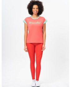 Resim Benetton Bnt-w20377-23y Kadın T-shirt Bnt-w20377-r0413 Mercan 