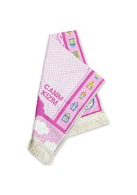 Resim İsme Özel İşlemeli Dijital Baskılı Çocuk Seccadesi Pembe 