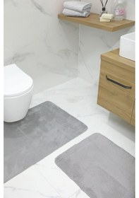 Resim 2'li Kaydırmaz Peluş Banyo Paspası Banyo Klozet Takımı Klozet Paspas Takımı - Krem Krem 