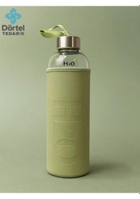 Resim H2o Deri Kılıflı Cam Matara 500 Ml Haki 