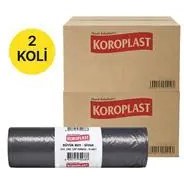 Resim Koroplast Eko Endüstriyel Çöp Poşeti Büyük Boy 65 x 80 cm 10 Adet - Siyah x 100 Adet 