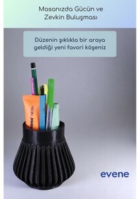 Resim Kalemlik Masa Kalemliği Organizer Kalemlik Siyah Renk Model 83 Çok Renkli 