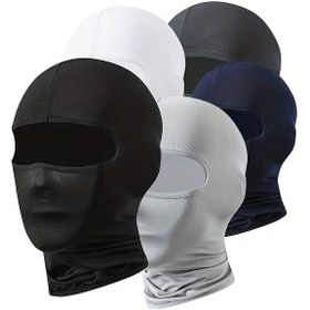 Resim Rüzgar Geçirmez Motosiklet Balaclava - Nefes Alabilir Polyester Tam Yüz Kapağı, Esnek Uyumlu ve Evrensel Yetişkin Boyutları 14+ (Siyah/Beyaz/Lacivert/Gri) 