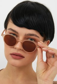 Resim ModaLand Elda Bej Yeni Round Unisex Güneş Gözlüğü 