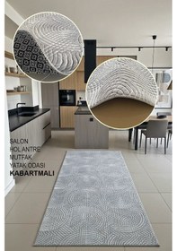 Resim Lüle Halı Delüx Kaymaz Taban Halı Yolluk Gri Renk, Dlx7054 Gri 