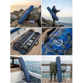 Resim Editto 160 cm Balıkçı Olta Çantası - Mavi Kamuflaj - Su Geçirmez Kumaş 