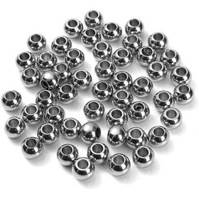 Resim 50 Adet 3/4/6/8/10mm 304 Paslanmaz Çelik Yuvarlak Boncuklar, Takı Yapımı için Solmayan Aralayıcı Boncuklar - Bileklik ve Kolye Malzemeleri 