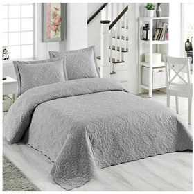 Resim Çift Kişilik Düz Renk Kapitone Yatak Örtüsü, Sade Ve Şık Görünüm 250 X 260cm Gri 