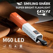 Resim 1 adet Gülümseyen Köpekbalığı Şarj Edilebilir LED El Feneri - 5 Modlu USB-C Şarj, Ayarlanabilir Işın ve Uzun Işın Yakınlaştırılabilir Işık, ABS Malzeme, Sırt Çantası, Kamp, İş, Acil Durumlar, Kamp Ekipmanı için İdeal | Şık El Feneri | USB-C Şarj Işığı 