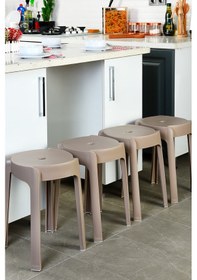 Resim İç İçe Geçebilen Plastik Tabure Mutfak Bahçe Taburesi 4 Adet Lat 