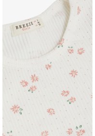 Resim Breeze Kız Çocuk Uzun Kollu Elbise Çiçek Desenli Fırfırlı Fiyonklu 3-7 Yaş, Ekru-ekru Ekru 