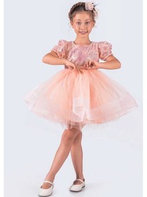 Resim Kısa Kol Balerin Elbise Tütü Etek Pul Payetli SOMON 