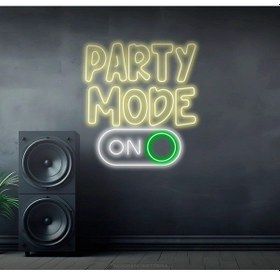 Resim Party Mode On Yazılı Ve Şekilli Neon Tabela Sarı 