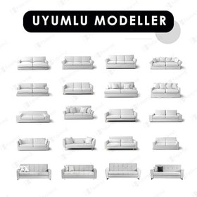 Resim Jakarlı 3 Kişilik Kanepe Örtüsü | Lastikli Koltuk Örtüsü |çekyat Örtüsü| koltuk kılıfı (vizon) 