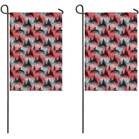 Resim Kurt 2'li Çift Taraflı 12x18inch Bahçe Bayrağı, Dış Mekan-a12 12+ 