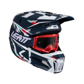 Resim Leatt Moto 3.5 V25 enduro motosiklet kaskı + Vizion 3.5 gözlük lacivert beyaz XXL 