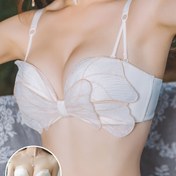 Resim Kadınlar için Askısız Push-Up Bandeau Sütyen - Çıkarılmayan Dolgulu Kupalar, Geometrik Çiçekli Dantel Detaylı, Nefes Alabilen Naylon-Spandeks Karışımı, Günlük Kullanım ve Özel Günler İçin Rahat Kalıp 