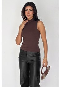 Resim Noa & Noa Kadın Kolsuz Boğazlı Basic Body Sleek Core Kahverengi 