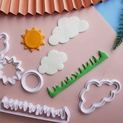 Resim 5 adet Bulut Şeklinde Plastik Kurabiye Kesici Seti - Güneş ve Çim Süslemeli Hamur Pişirme Kalıbı Tüm Durumlara Uygun - Kekler ve Kurabiyeler için Dayanıklı Pişirme Aracı 